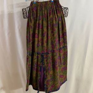 Mustard & Pink Pull On Midi Skirt